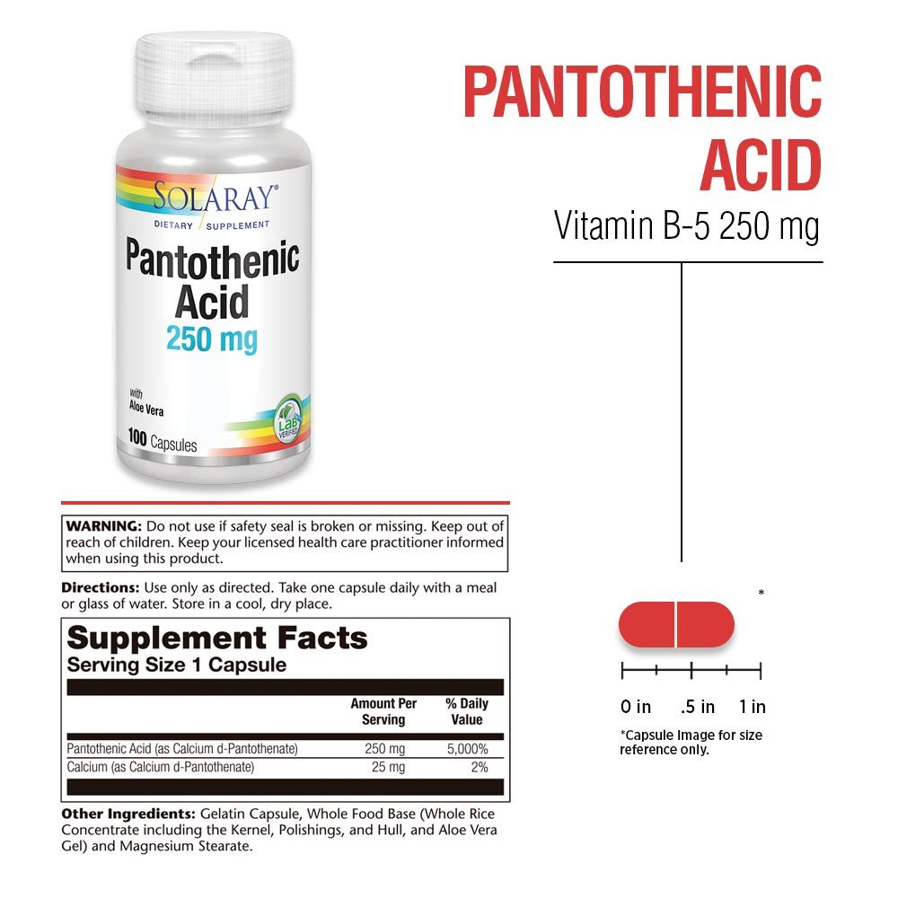 SOLARAY Acide Pantothénique 250 mg - 100 gélules