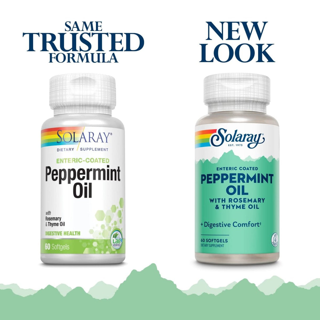 Solaray Peppermint Oil Enteric Coated w/Rosemary & Thyme Oil 60 Softgels