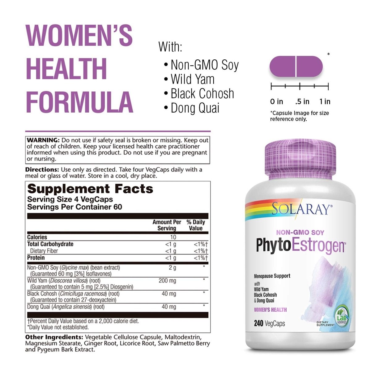 Solaray Phytoestrogen Supplement, 240 Count