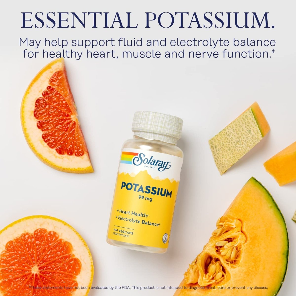 Solaray Potassium 99 mg, formule d'équilibre hydrique et électrolytique, supplément de potassium pour soutenir la santé musculaire, nerveuse, cellulaire et cardiaque, garantie de remboursement de 60 jours, 100 portions, 100 VegCaps