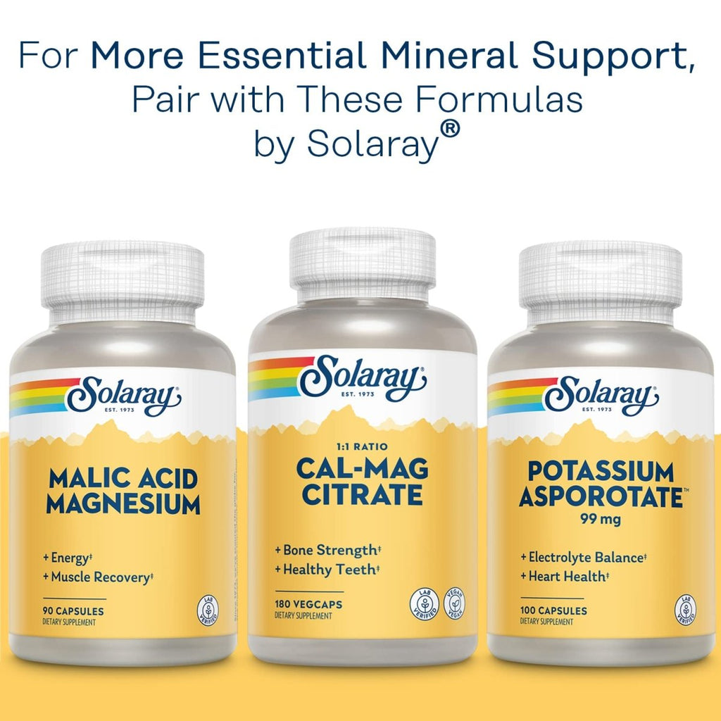 Solaray Citrate de potassium, Équilibre électrolytique sain, Soutien de la fonction nerveuse et musculaire, Végétalien, 60 gélules végétales