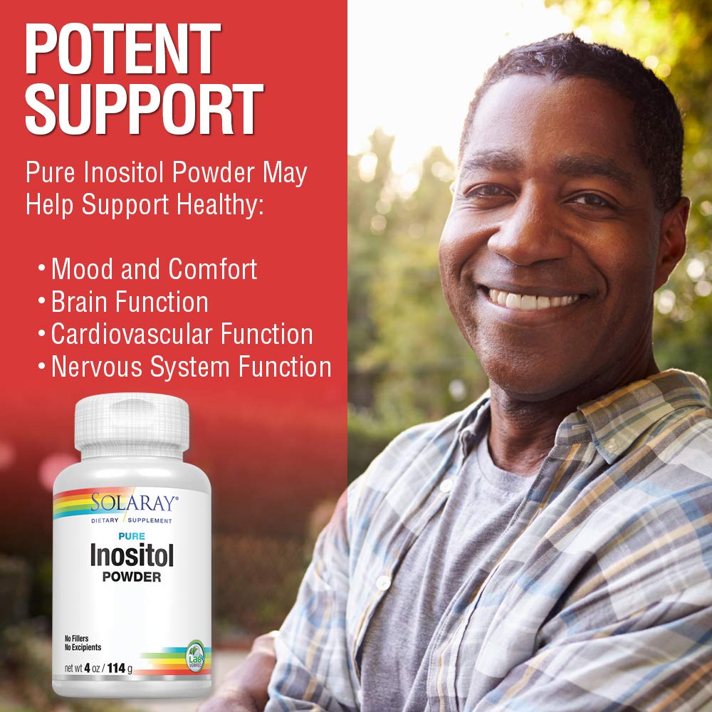 SOLARAY Pure Inositol Powder Non-GMO, Vegan (4oz, 162 Serv.)