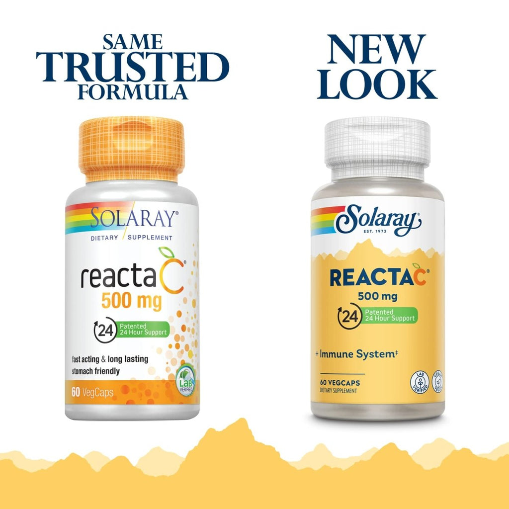 SOLARAY Reacta-C & Bioflavonoïdes - Vitamine C à Absorption Améliorée - 60 Gélules Végétales
