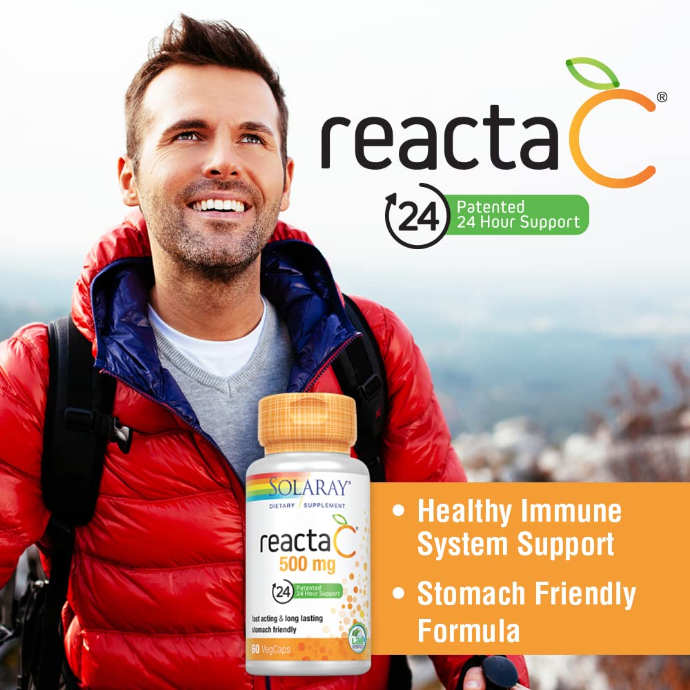 SOLARAY Reacta-C & Bioflavonoïdes - Vitamine C à Absorption Améliorée - 60 Gélules Végétales