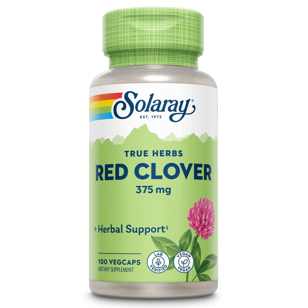 Trèfle Rouge en Fleurs Solaray, Gélule Végétalienne (Btl-Plastique) 375mg 100 gélules