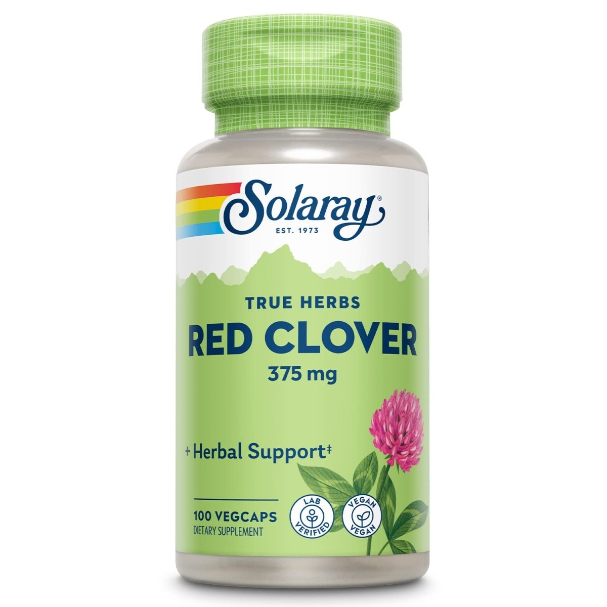 Trèfle Rouge en Fleurs Solaray, Gélule Végétalienne (Btl-Plastique) 375mg 100 gélules