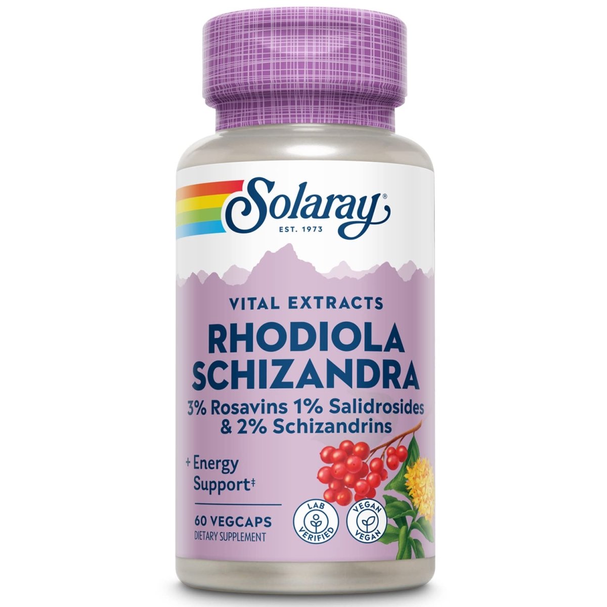 Complément Solaray Rhodiola et Schizandra, 500 mg, 60 capsules