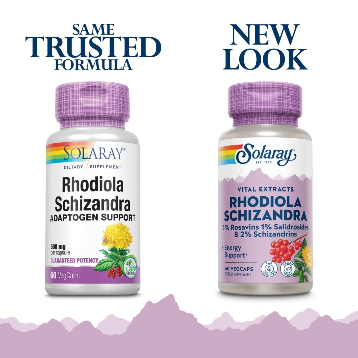 Complément Solaray Rhodiola et Schizandra, 500 mg, 60 capsules