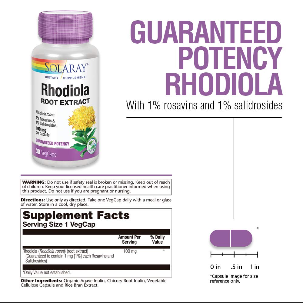 Solaray Extrait de racine de Rhodiole 100 mg - 30 capsules