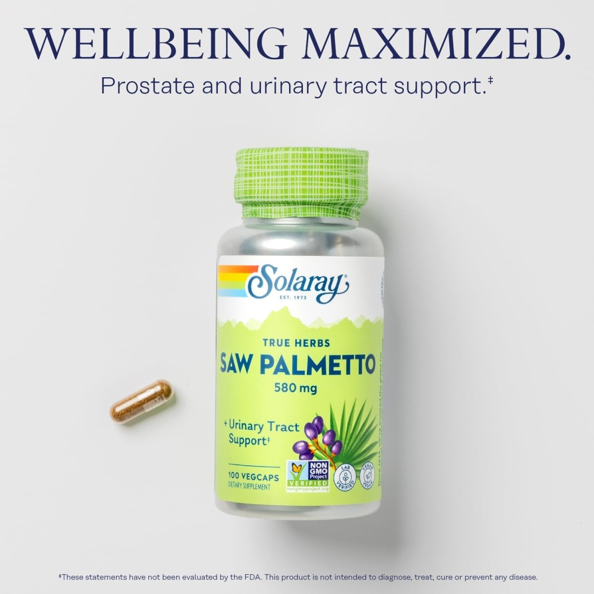 Solaray Baies de Palmier Nain 580mg 100 Vcaps  1550