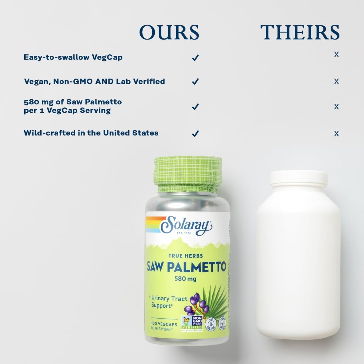 Solaray Baies de Palmier Nain 580mg 100 Vcaps  1550