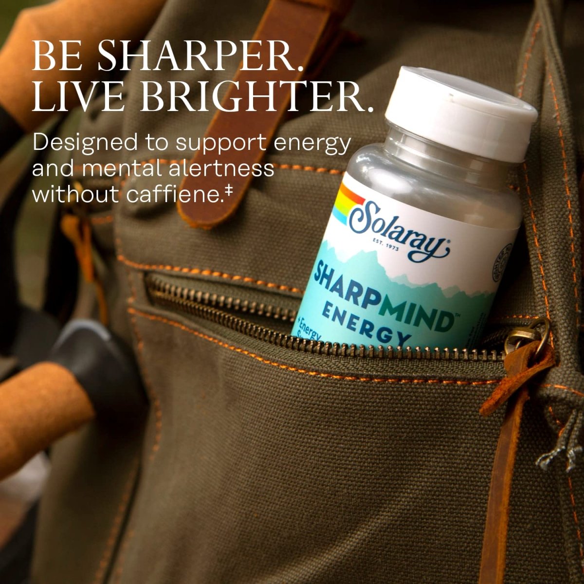 SOLARAY SharpMind Energy, Booster d'Énergie pour Femmes et Hommes, Supplément Nootropique pour la Concentration, Pilules Énergisantes Sans Caféine avec Rhodiola Rosea et Cordyceps, Garantie 60 Jours, 30 Doses, 30 Capsules Végétales