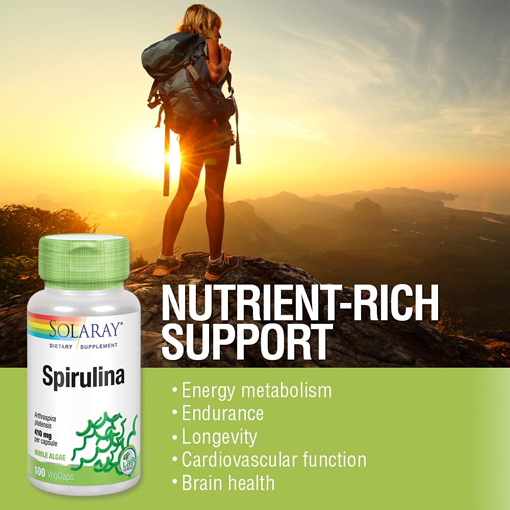 SOLARAY Spiruline 410mg 100 gél., 100 Portions