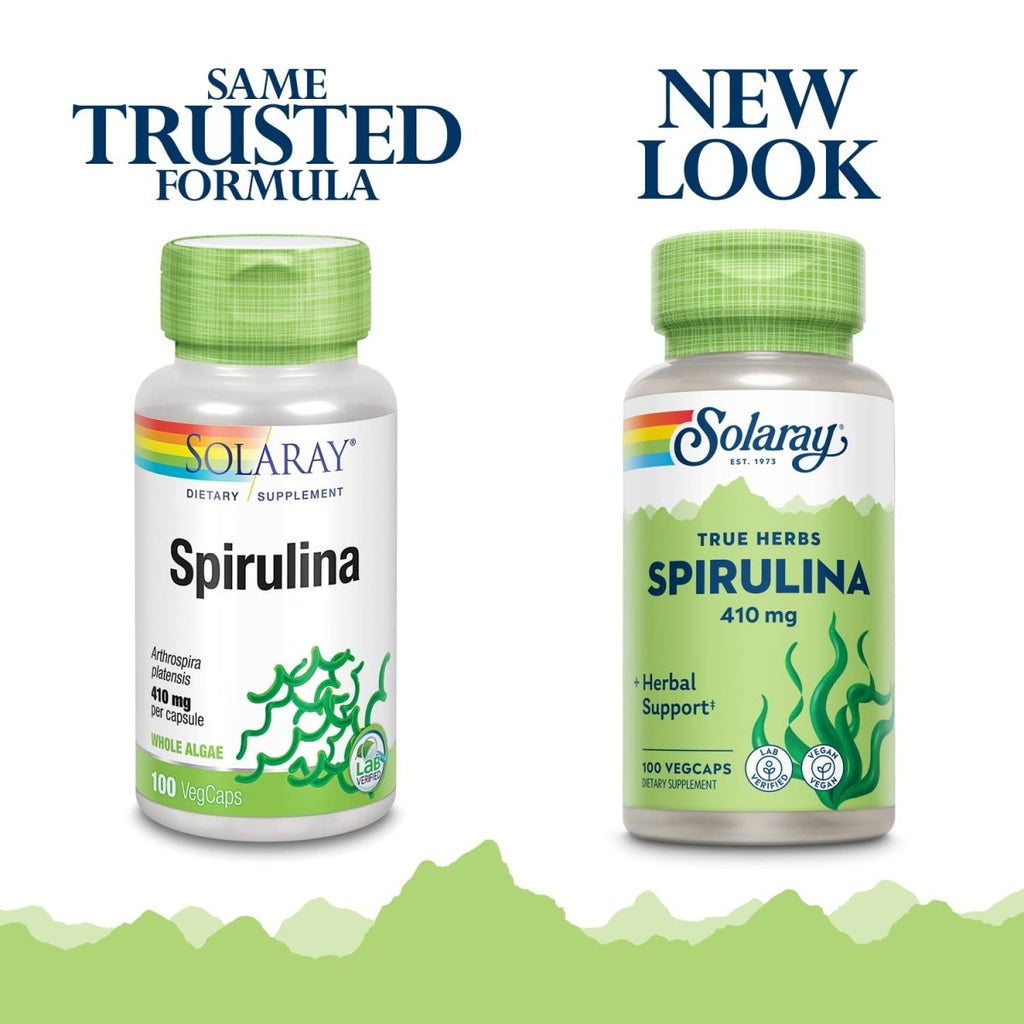 SOLARAY Spiruline 410mg 100 gél., 100 Portions