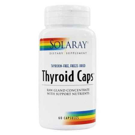 Solaray Thyroid Caps Raw Gland Concentrate, Freeze Dried Healthy Thyroid Support Thyroxin Free 60ct