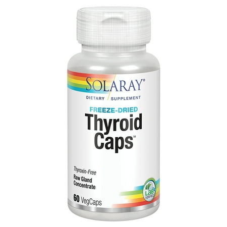 Solaray Thyroid Caps Raw Gland Concentrate, Freeze Dried Healthy Thyroid Support Thyroxin Free 60ct