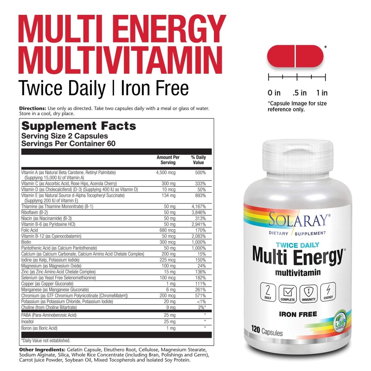 Solaray - Twice Daily (Iron Free), 120 Capsules