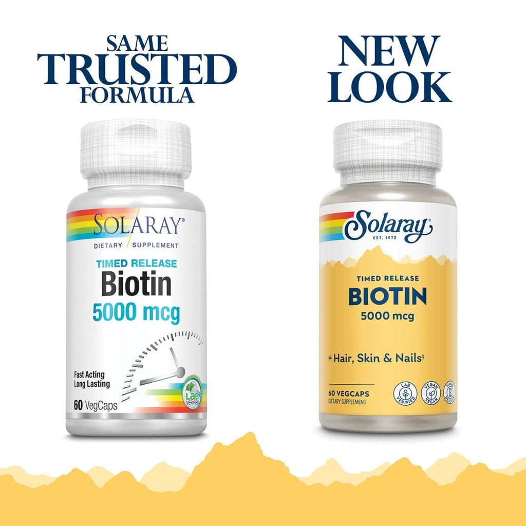 SOLARAY Biotine à libération prolongée en deux étapes 5000 mcg 60 gélules végétales