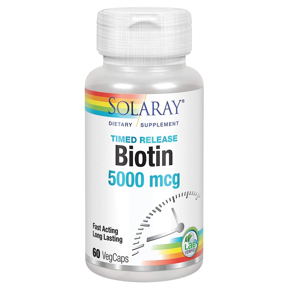 SOLARAY Biotine à libération prolongée en deux étapes 5000 mcg 60 gélules végétales