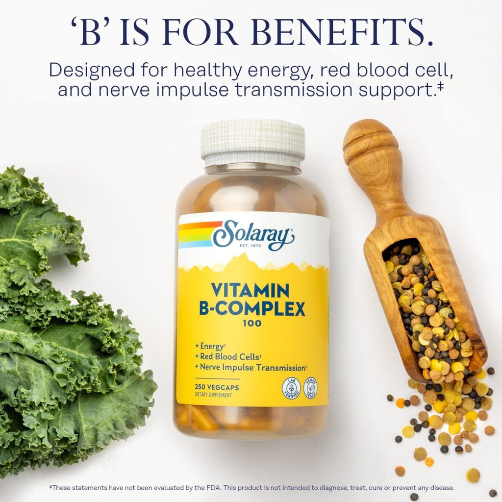 Solaray Complexe Vitamine B 100 mg - Vitamines B Complètes pour l'Énergie et la Vitalité - 250 Végicaps