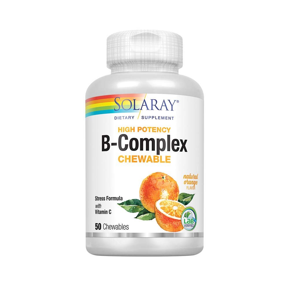 Solaray Vitamin B-Complex 250mg Natural Orange Flavor 50 Chewables