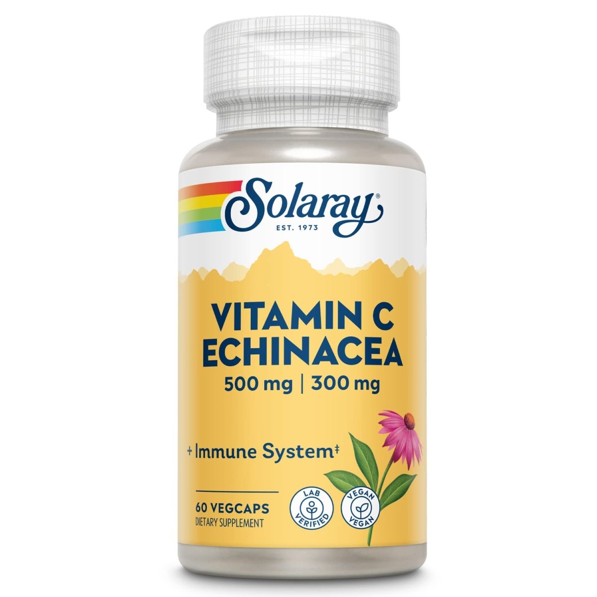 Solaray Vitamine C & Racine d'Échinacée 500mg 60 Gélules Végétales