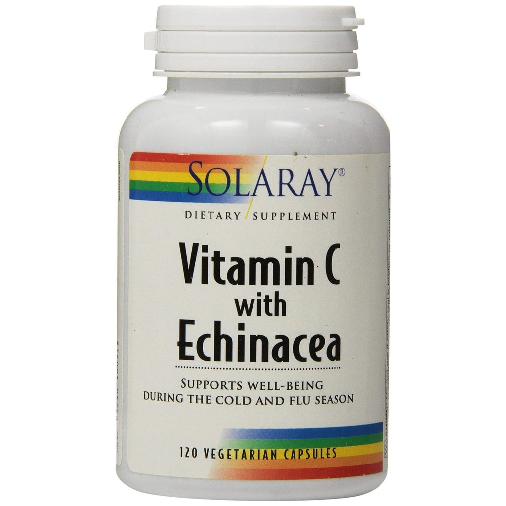 SOLARAY Vitamin C & Echinacea Root Healthy Immune System Support with 500mg VIT C & 300mg Echinacea per VegCap 120ct