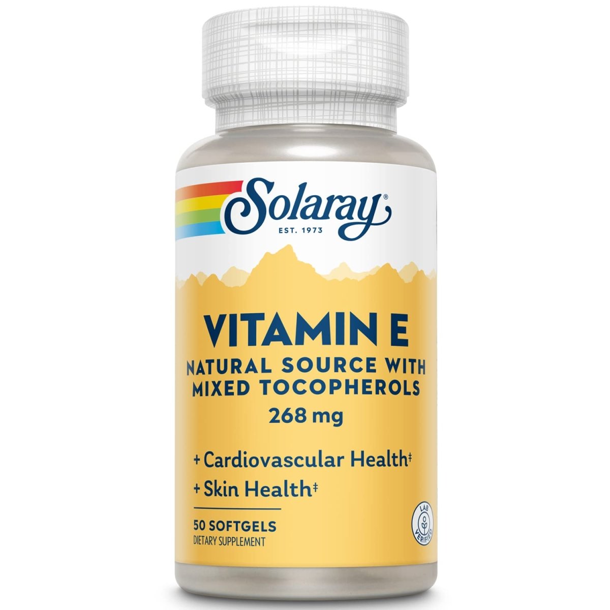 SOLARAY Vitamin E d-Alpha Tocopherol 268mg (400 IU) Heart & Skin Health, Antioxidant Activity Support (50 CT)