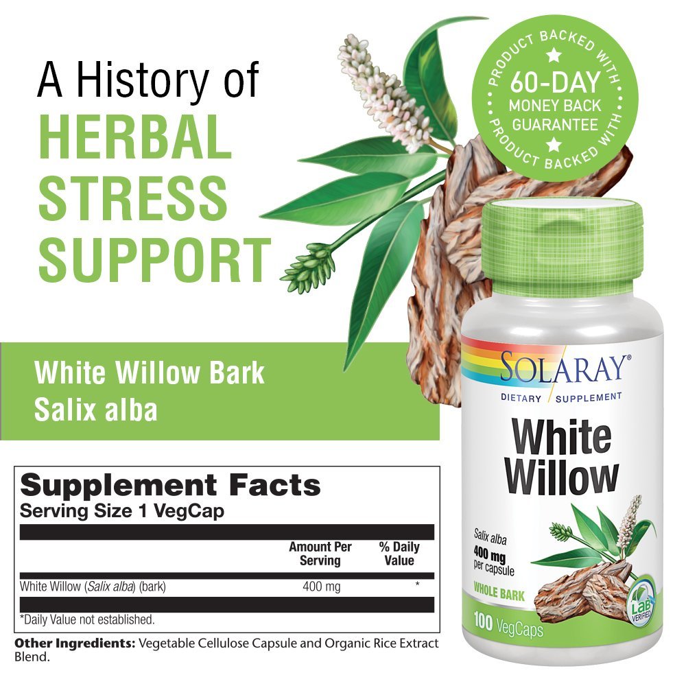 Solaray White Willow Bark 400mg - 100 Capsules