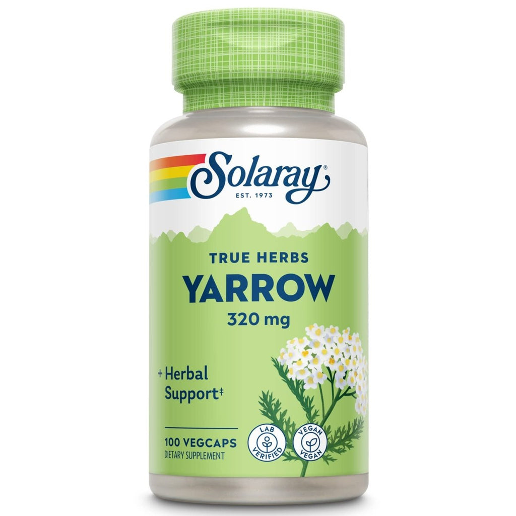 Solaray Achillée millefeuille 320 mg, Parties aériennes entières, Soutien Herbal de l'Appétit et du Confort Gastro-intestinal, Vérifié en laboratoire, Garantie de remboursement de 60 jours, 100 Portions, 100 Gélules végétales