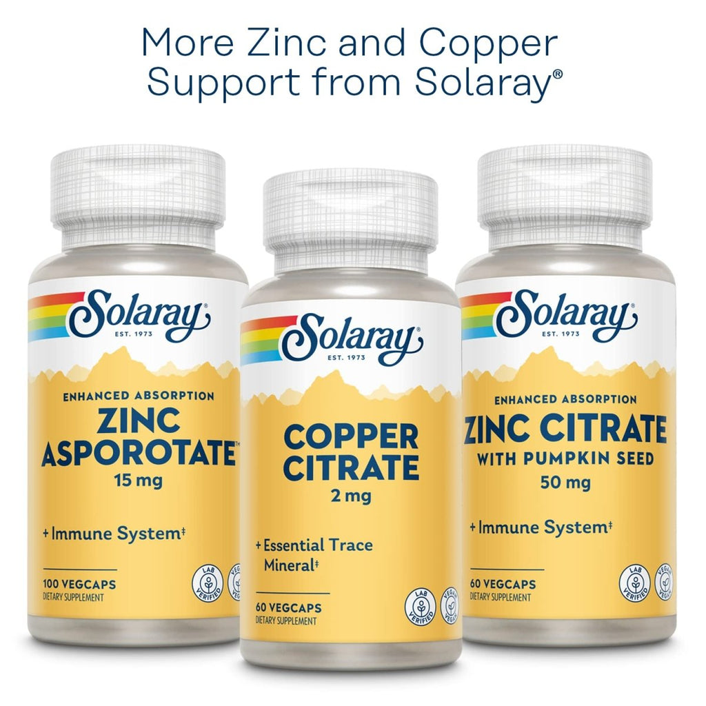 Solaray Zinc Cuivre Acides Aminés Chélatés - 100 Végécaps