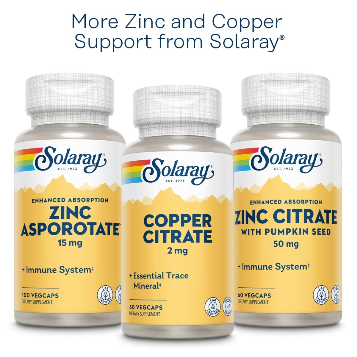 Solaray Zinc Cuivre Acides Aminés Chélatés - 100 Végécaps