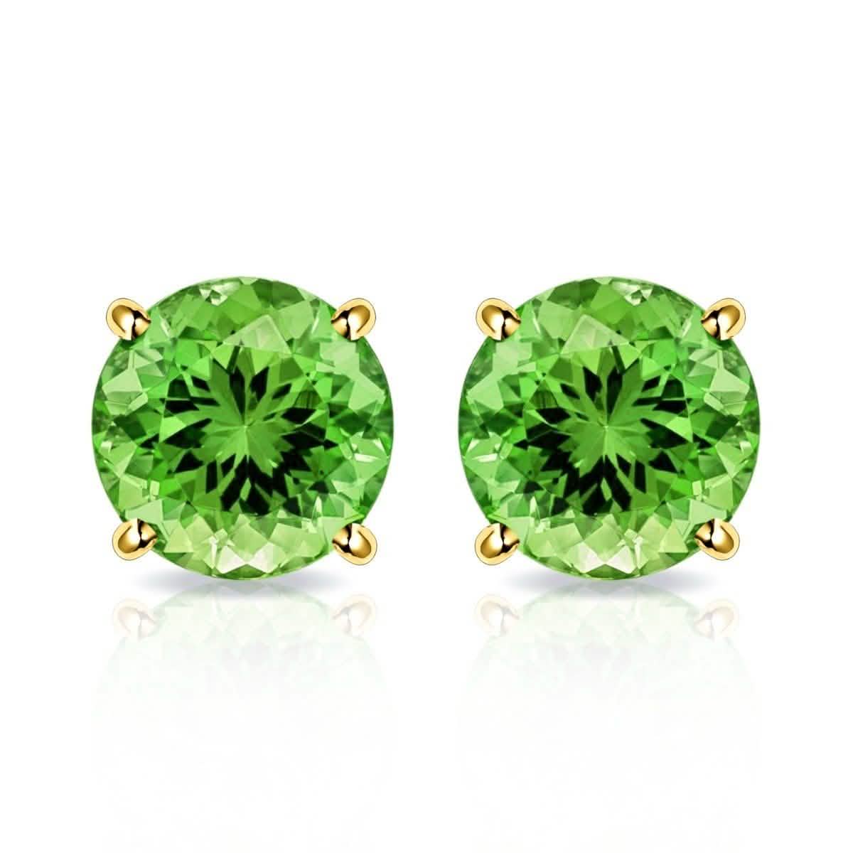 Puces d'oreilles en or massif 10 carats, péridot 2,00 carats, par MUIBLU Gems