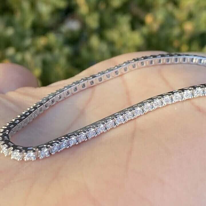 Bracelet de tennis en or blanc massif 14 carats avec diamants 100 % naturels de 2,13 carats