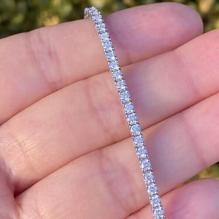 Bracelet de tennis en or blanc massif 14 carats avec diamants 100 % naturels de 2,13 carats