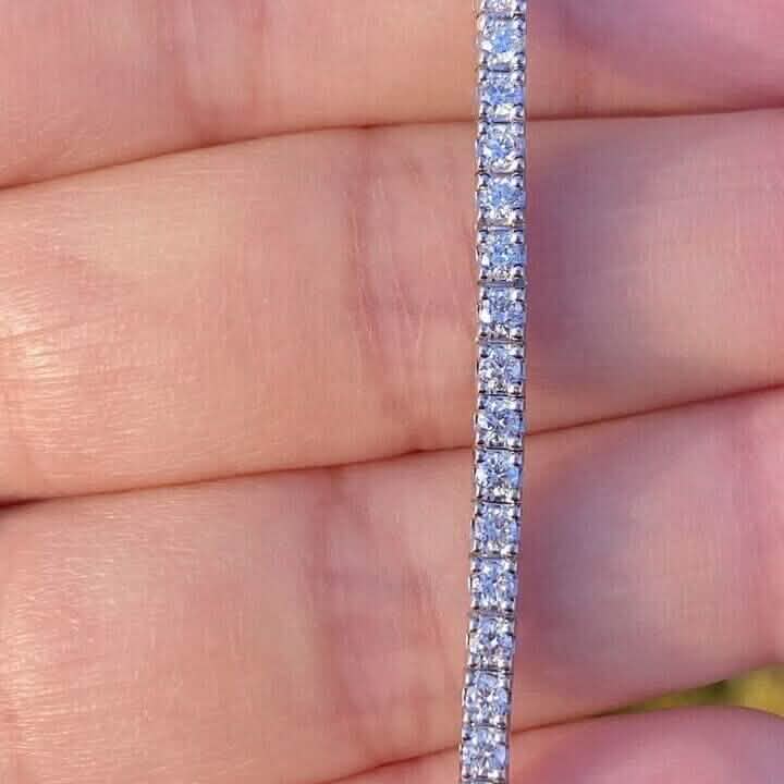 Bracelet de tennis en or blanc massif 14 carats avec diamants 100 % naturels de 2,13 carats