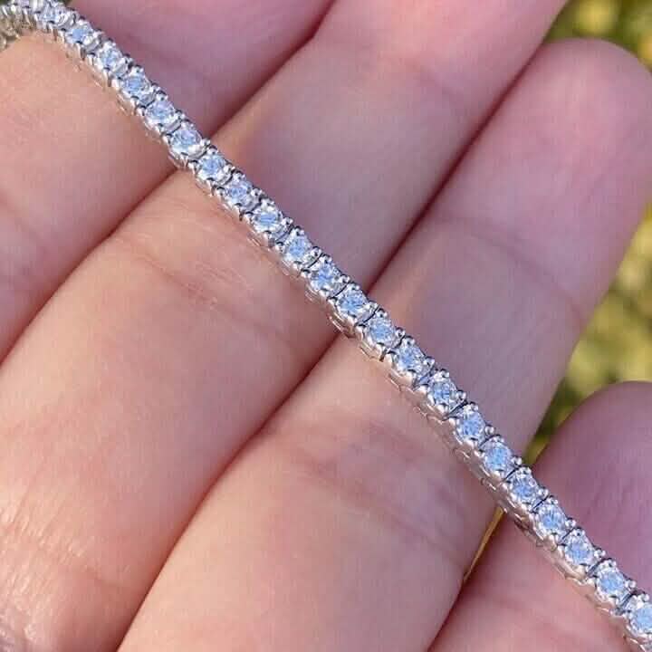 Bracelet de tennis en or blanc massif 14 carats avec diamants 100 % naturels de 2,13 carats