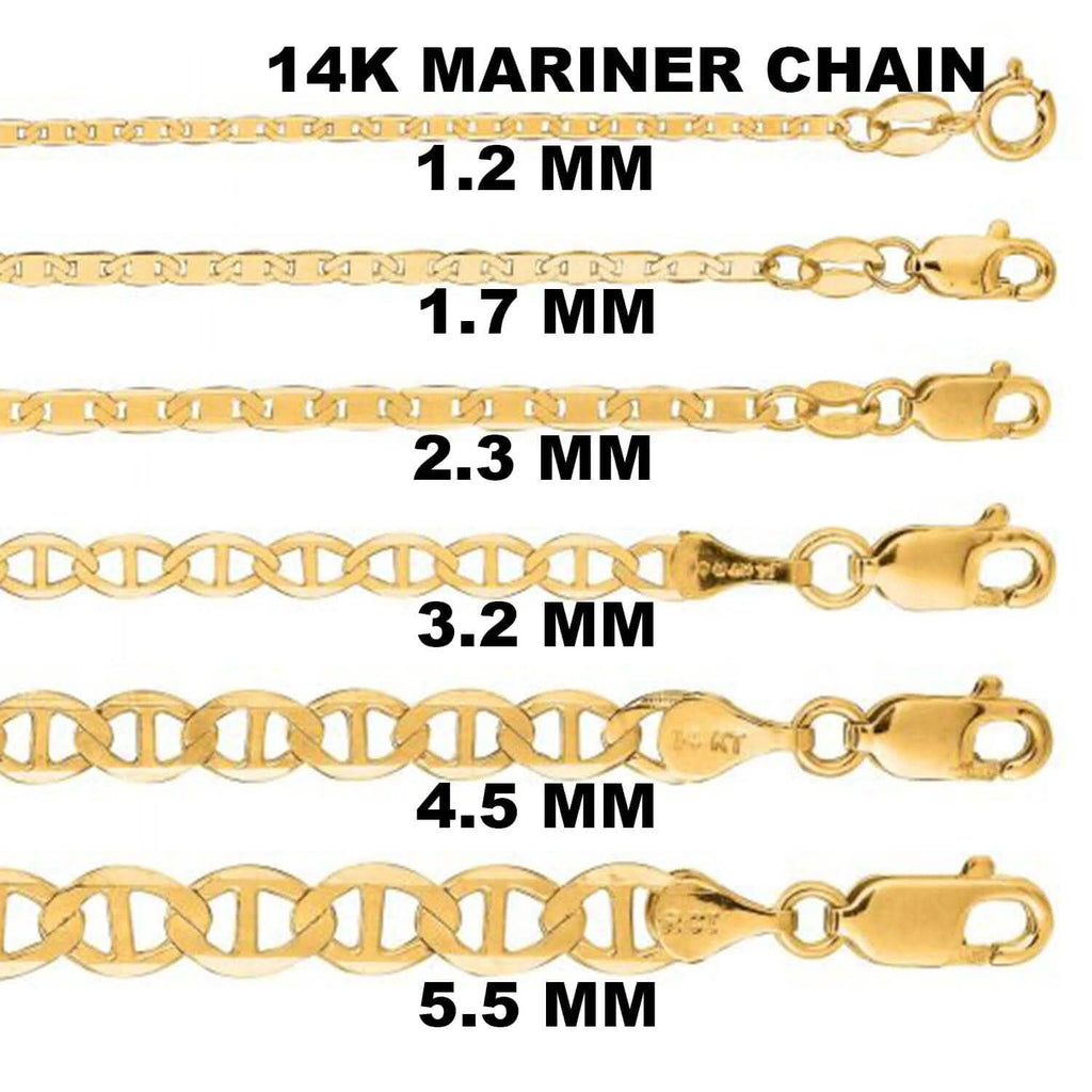 Collier en chaîne maillons marins en or jaune 14 carats massif