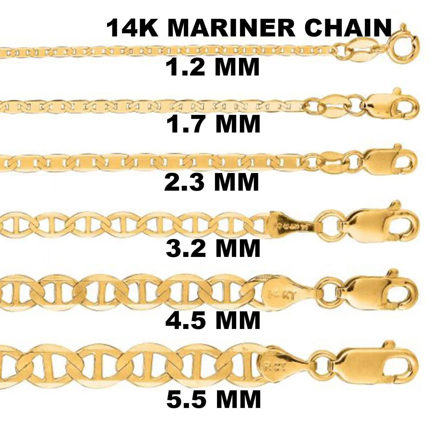 Collier en chaîne maillons marins en or jaune 14 carats massif