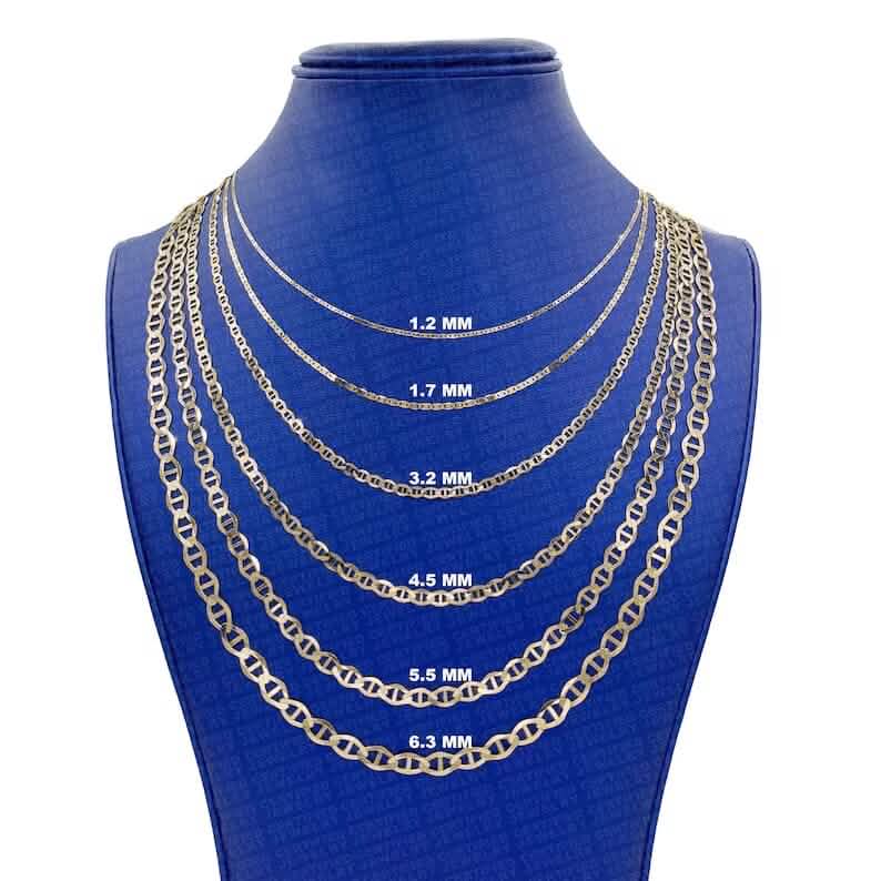 Collier en chaîne maillons marins en or jaune 14 carats massif