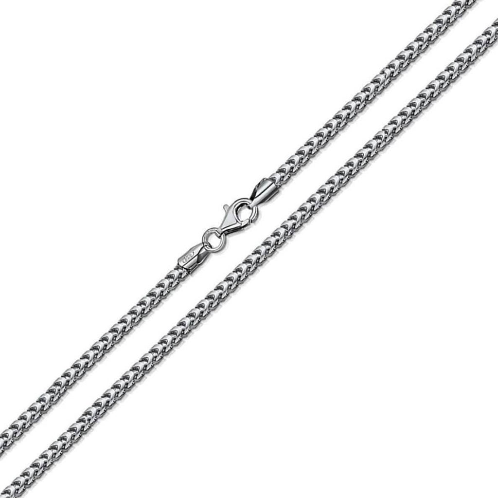 Chaîne Franco en argent sterling massif .925 plaqué rhodium de 1,1 mm
