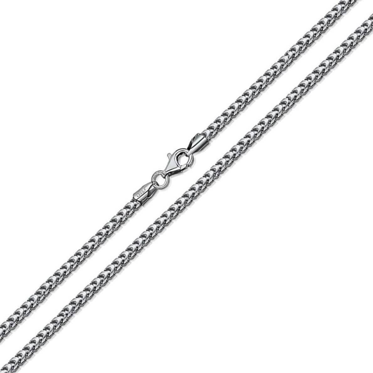 Chaîne Franco en argent sterling massif .925 plaqué rhodium de 1,1 mm