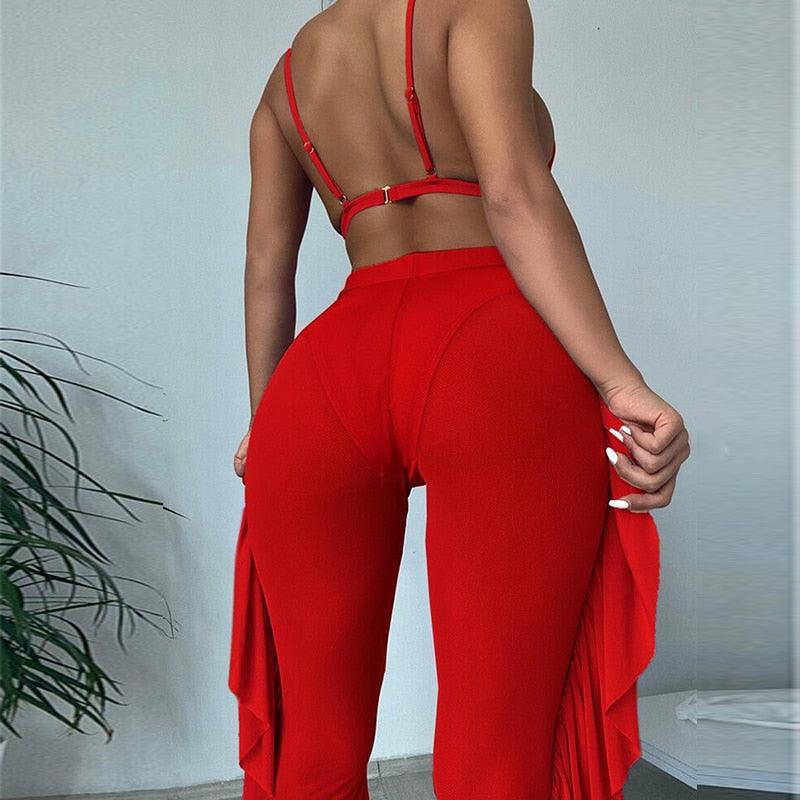 Maillot de bain 3 pièces solide en maille pour femme, rembourré, avec jupe longue de plage, élégant, volant, pour vacances, sport