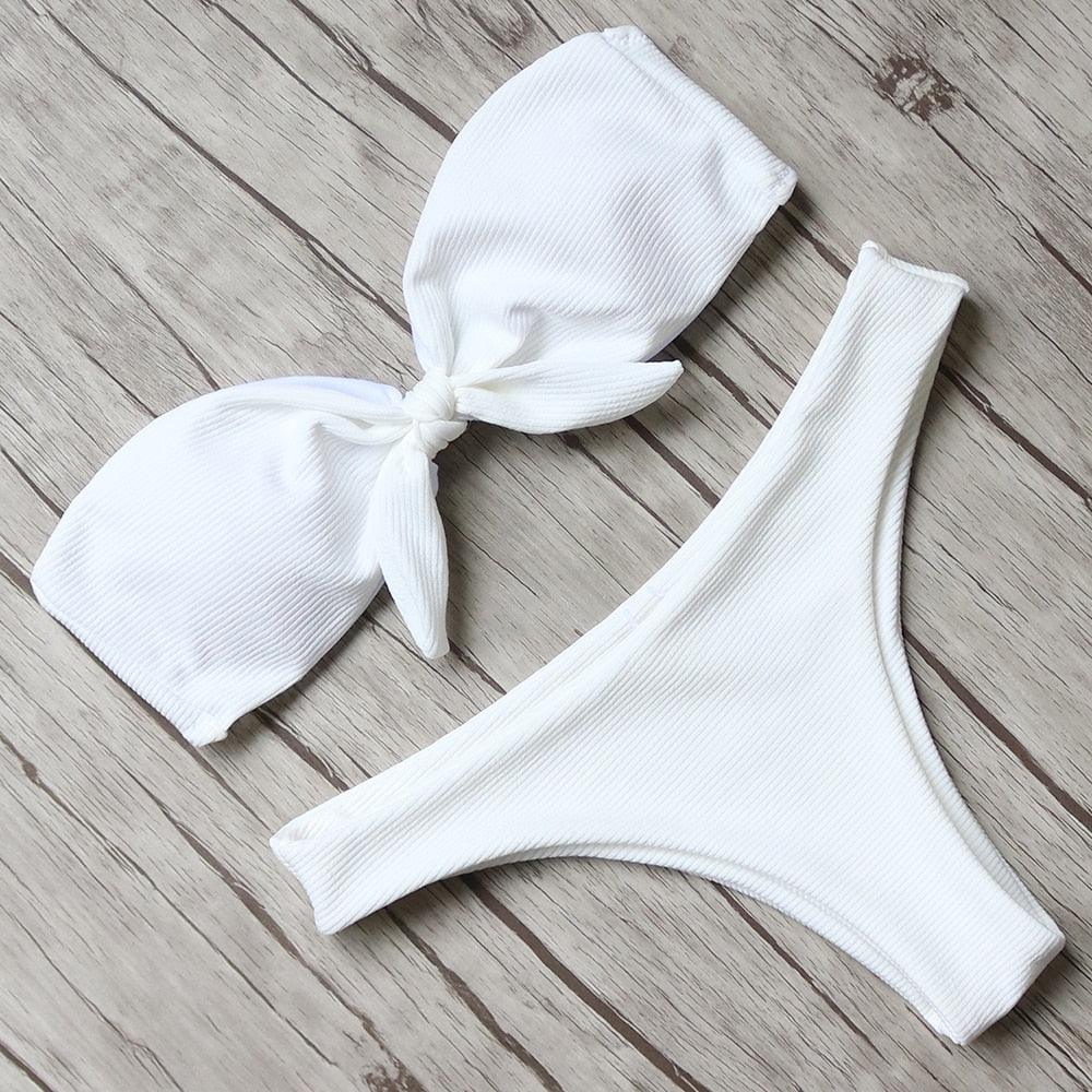 Ensemble de bikini solide Maillot de bain femme Bikini Maillot de bain femme Haut court Licou Maillot de bain Maillot de bain Bikini Coupe haute Maillot de bain taille haute Grande taille Maillot de bain d'été