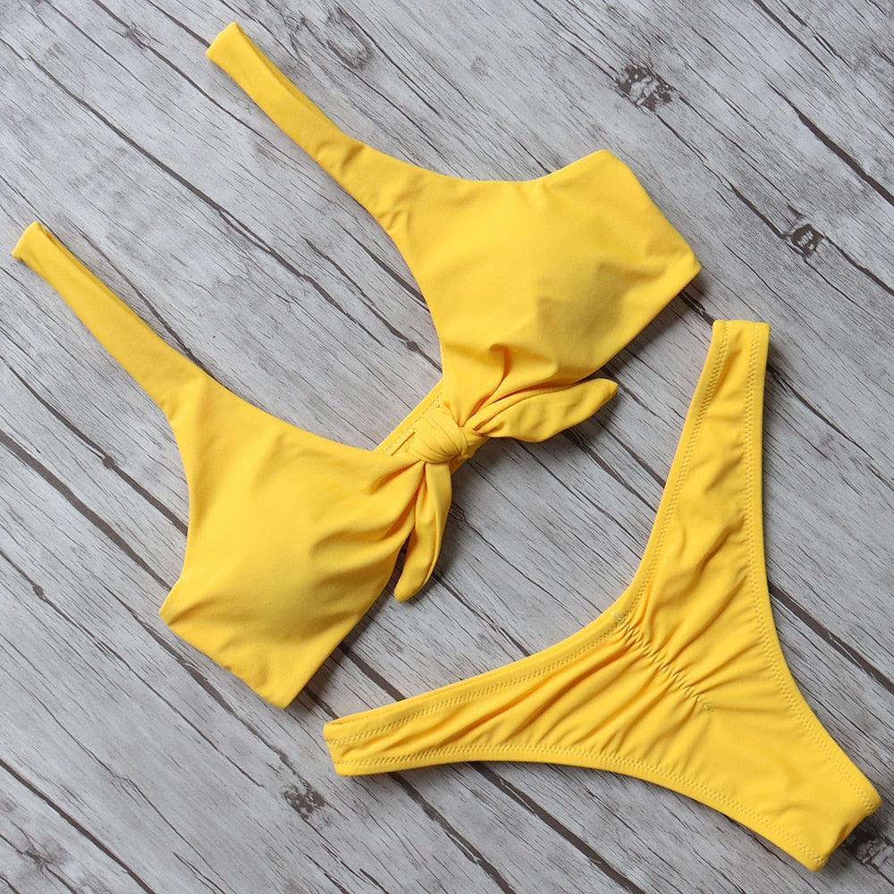 Ensemble de bikini solide Maillot de bain femme Bikini Maillot de bain femme Haut court Licou Maillot de bain Maillot de bain Bikini Coupe haute Maillot de bain taille haute Grande taille Maillot de bain d'été