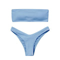 Maillot de bain bikini uni femme ensemble de bikini femme maillot de bain côtelé sans bretelles ensemble de bikini à lacets coupe haute deux pièces maillot de bain deux pièces haut bustier maillot de bain femme maillot de bain femme