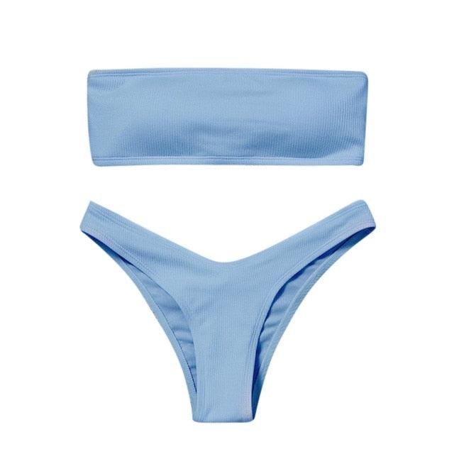 Maillot de bain bikini uni femme ensemble de bikini femme maillot de bain côtelé sans bretelles ensemble de bikini à lacets coupe haute deux pièces maillot de bain deux pièces haut bustier maillot de bain femme maillot de bain femme