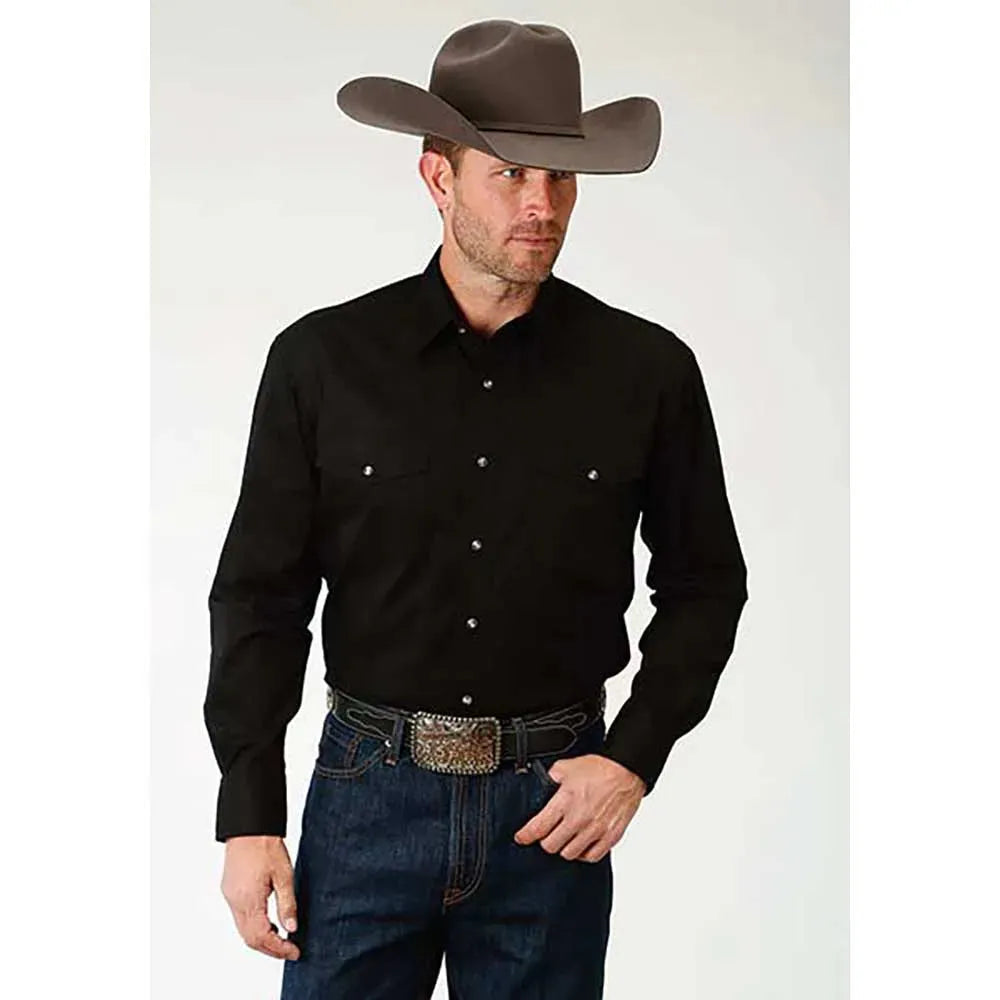 Chemise Western Roper Solid Poplin à boutons-pression pour homme