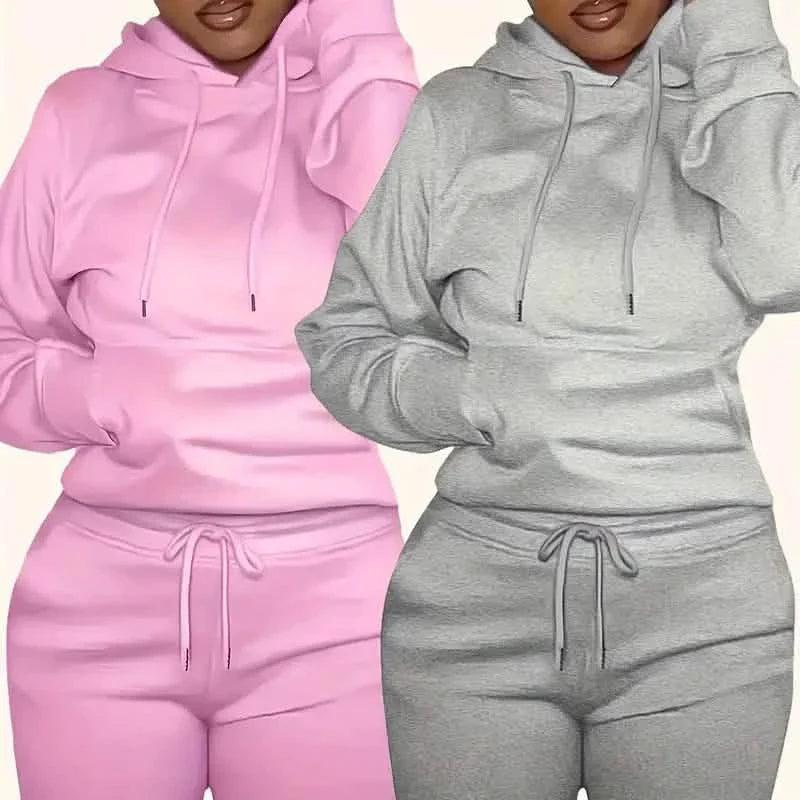 Sweat à capuche décontracté à manches longues avec cordon de serrage et couleur unie