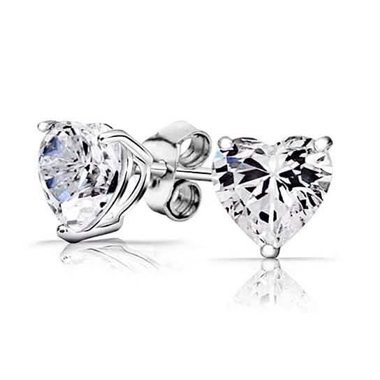 Puces d'oreilles en forme de cœur en argent massif 925 de 2,00 carats